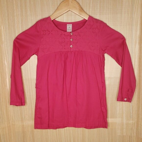 Carters Girls Pink Long Sleeve Cotton Tunic 6 - Picture 1 of 7